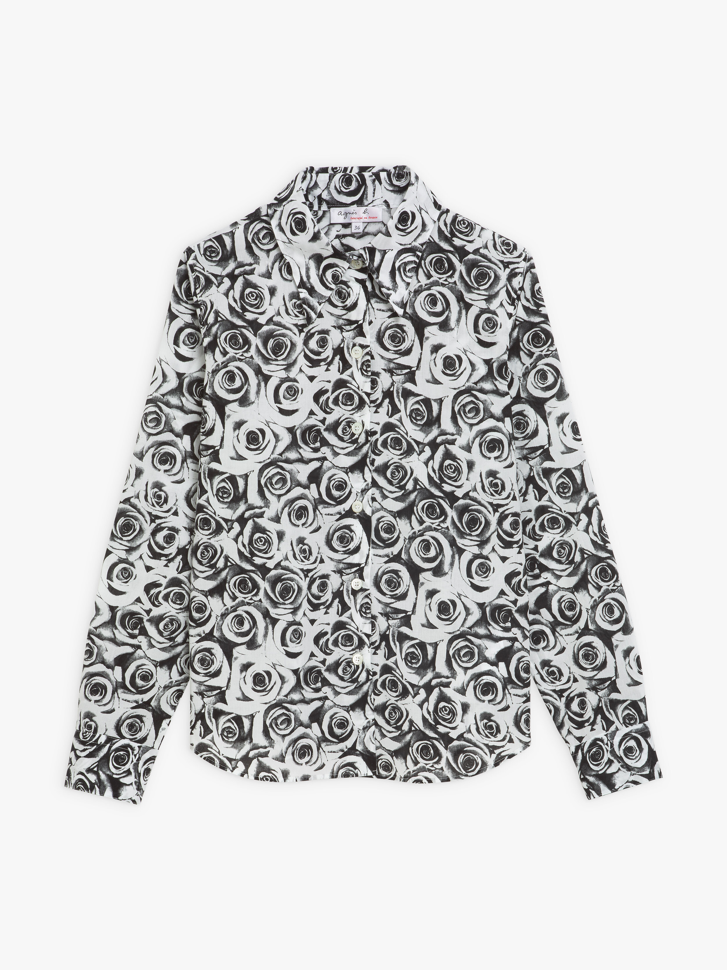 agnès b. Jimi rose-print cotton shirt - Black