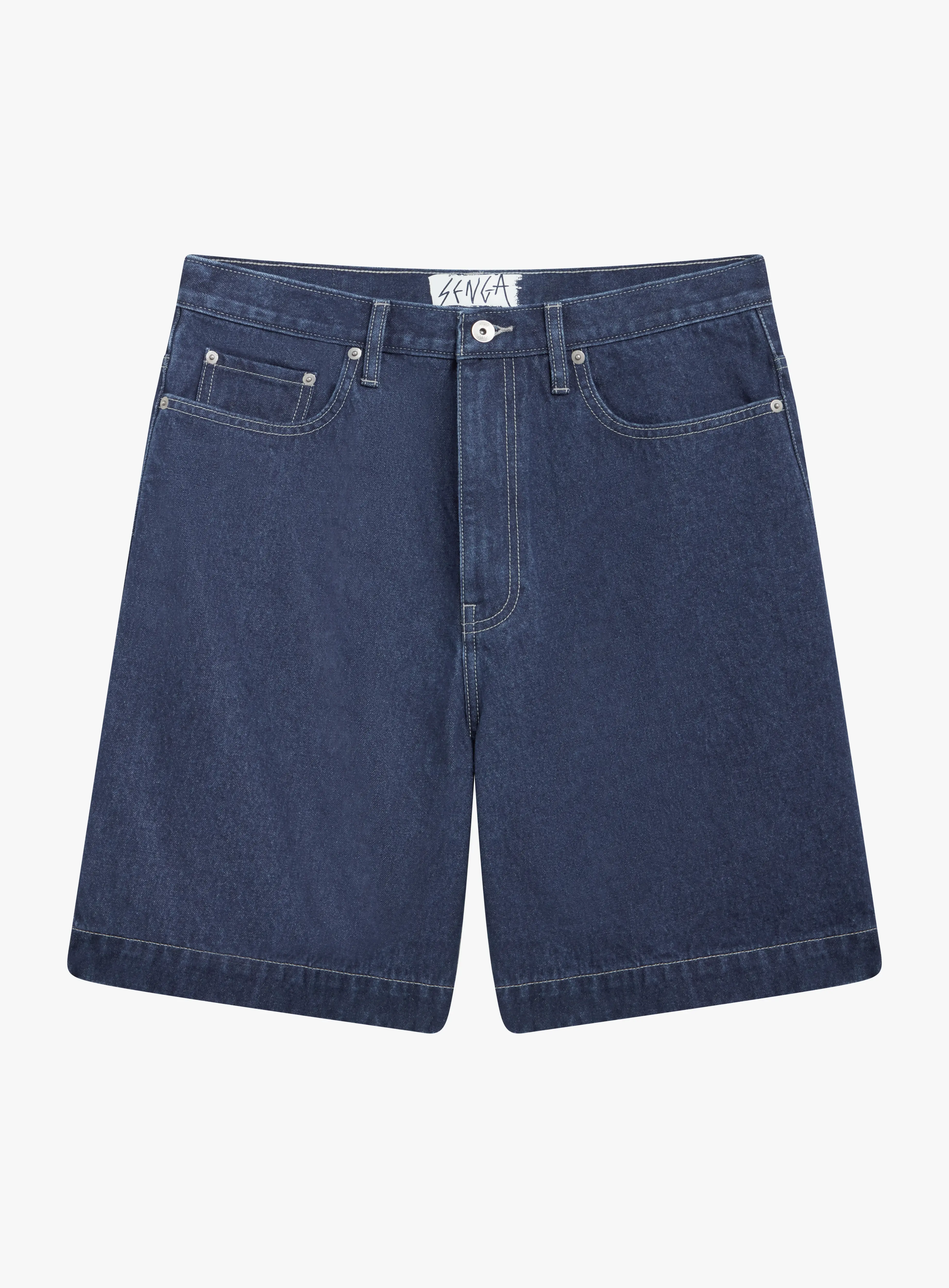 mens dark blue denim shorts