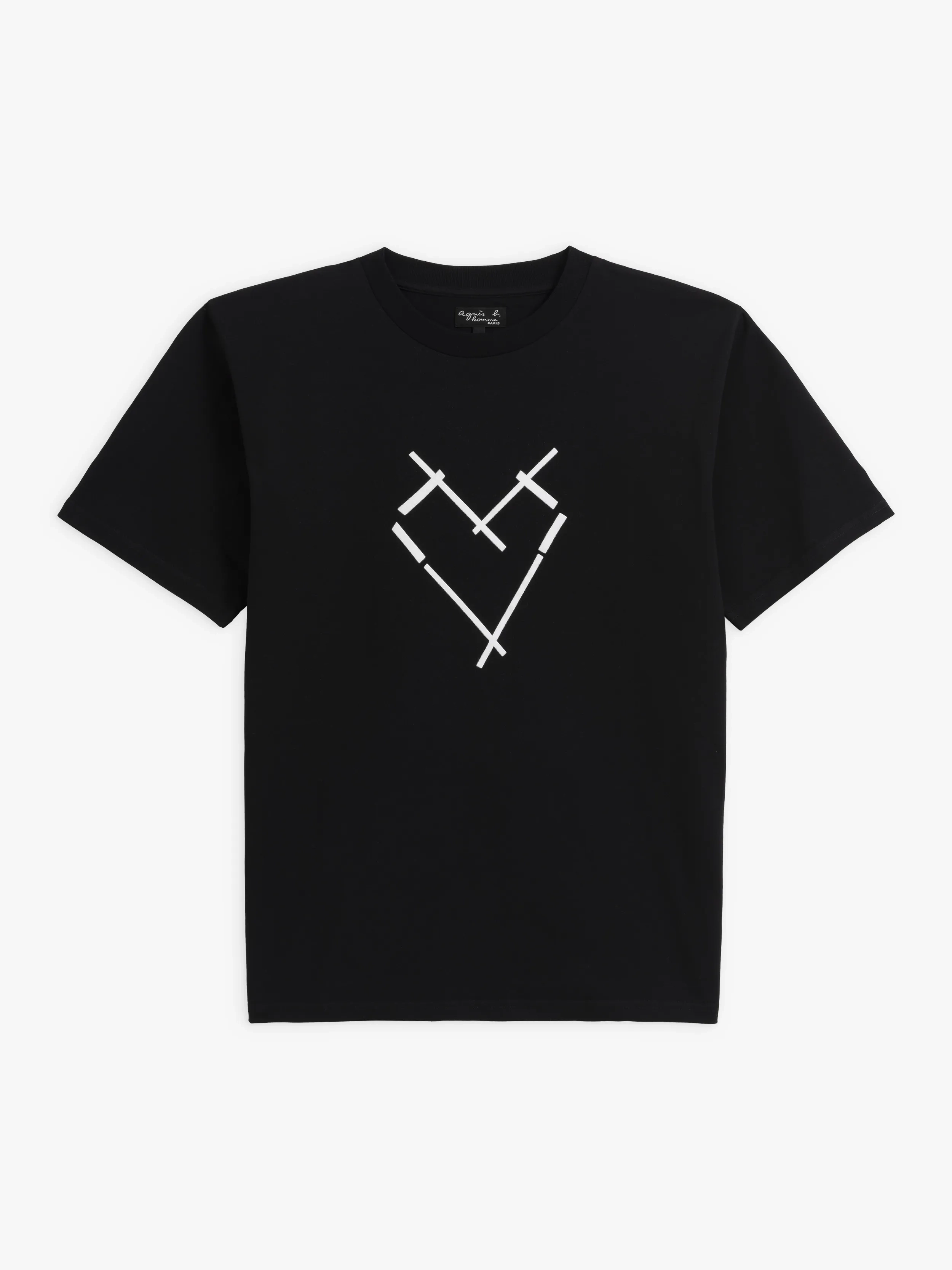 white print on black t shirt