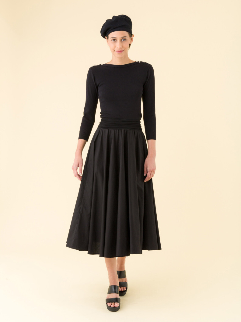 agnes b WOMEN'S BLACK TABOU COTTON SKIRT