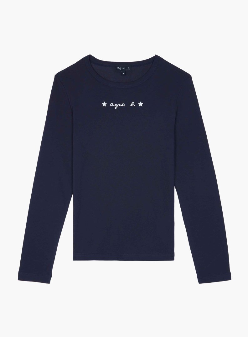 agnes b WOMEM'S LONG SLEEVED LOGO T-SHIRT