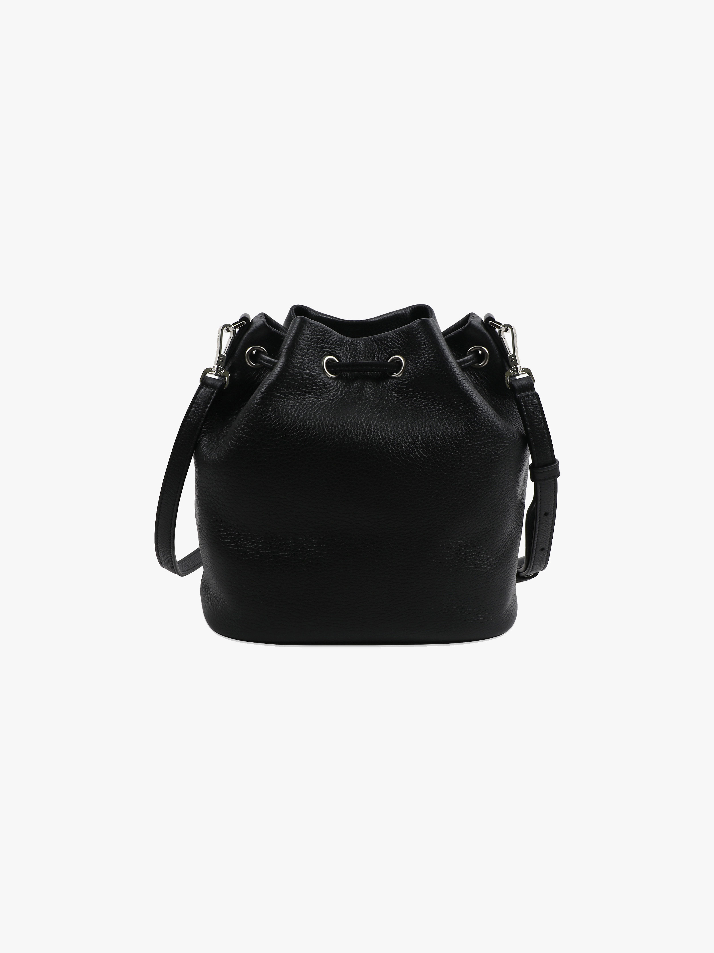 Women's Leather Double Strap Metal Logo Bucket Bag | agnès b. TW