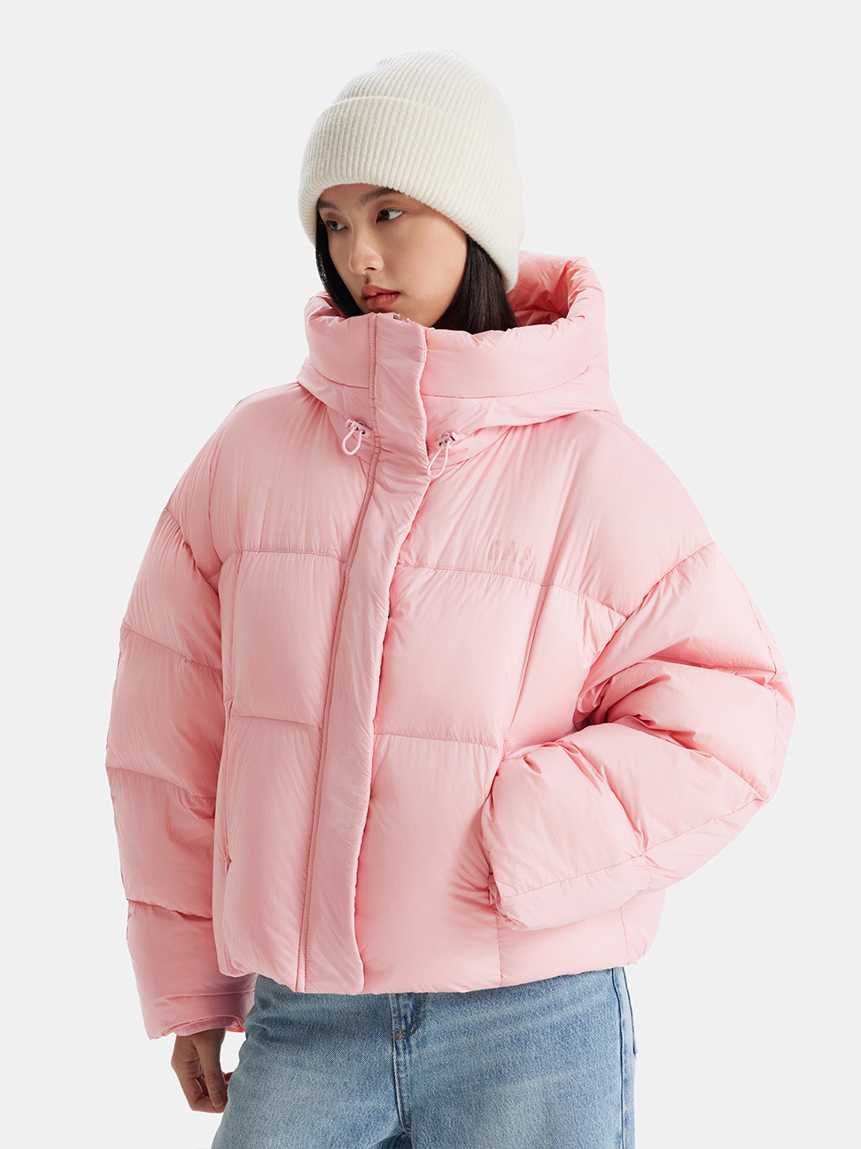 女裝|Logo連帽羽絨外套-粉色