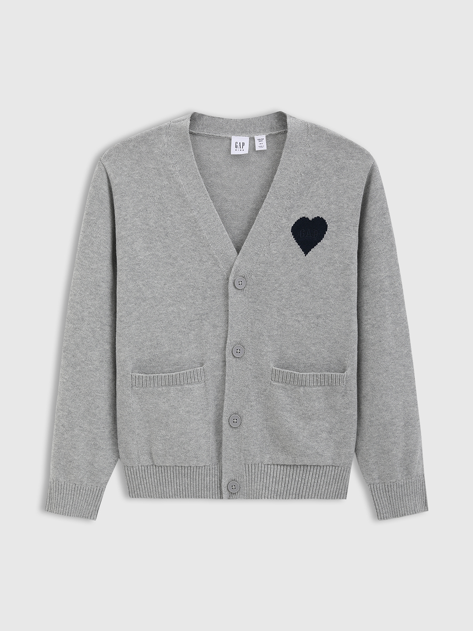 男童裝|Logo純棉刺繡V領針織外套-淺灰色