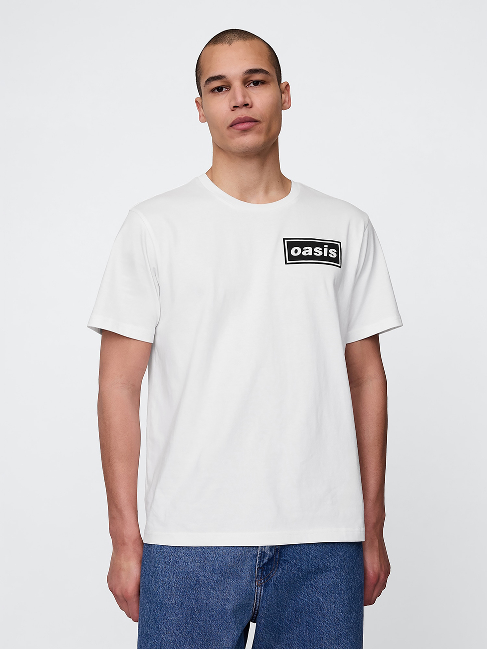 男裝|Gap x Oasis聯名 純棉印花圓領短袖T恤-白色