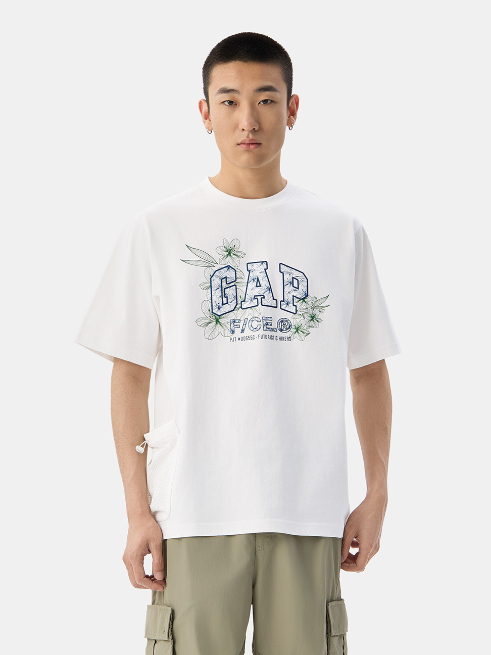 男裝|Gap x F/CE聯名 Logo純棉刺繡印花圓領短袖T恤-白色
