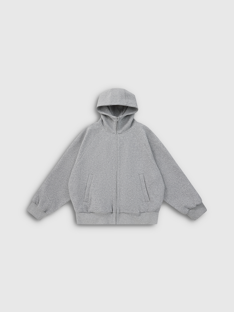 男女同款|Logo刺繡連帽外套-淺灰色