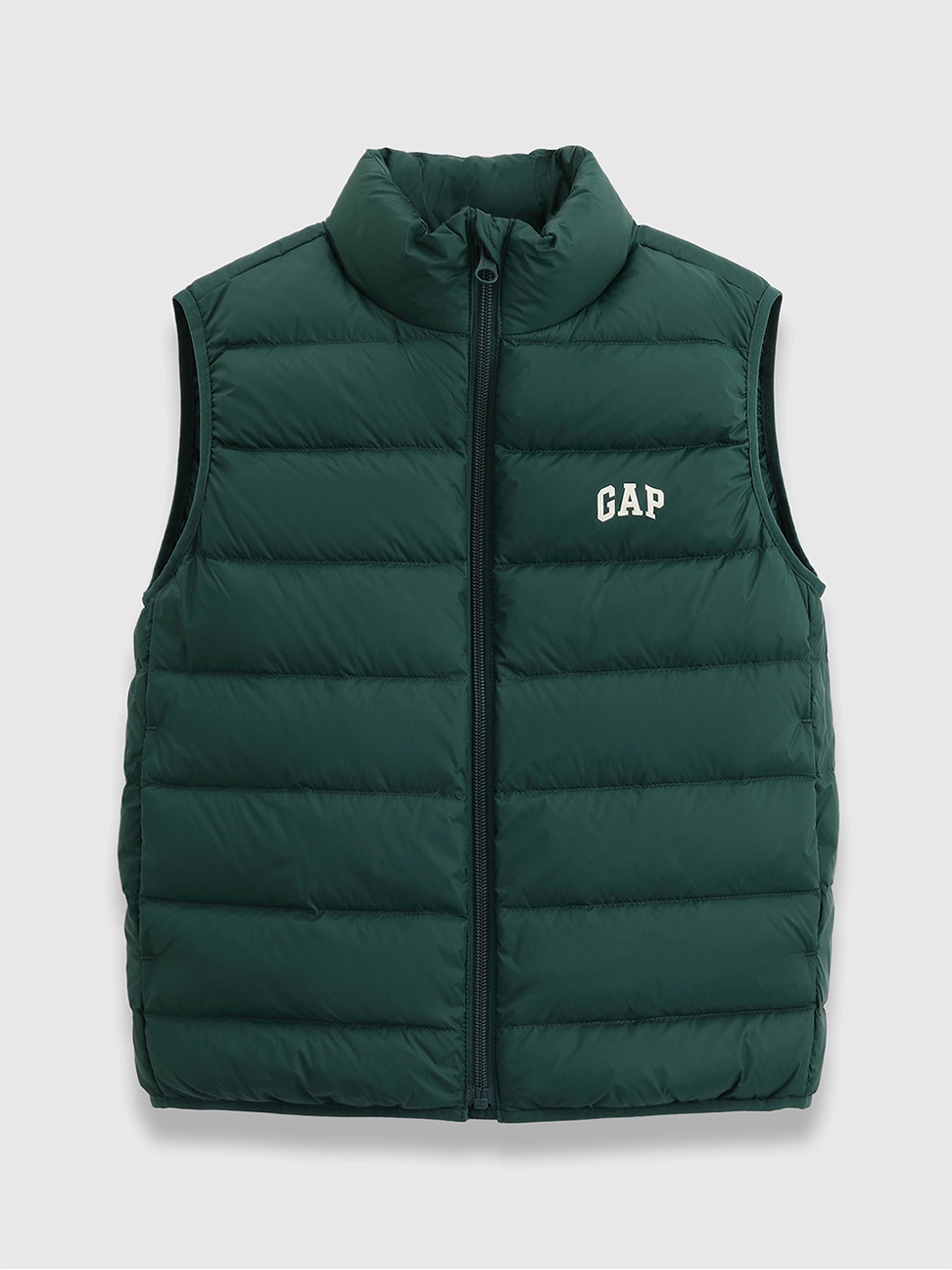 男童裝|Logo印花立領羽絨背心外套-綠色