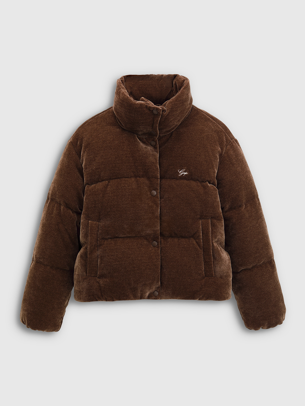 女裝|Logo刺繡立領羽絨外套-棕色