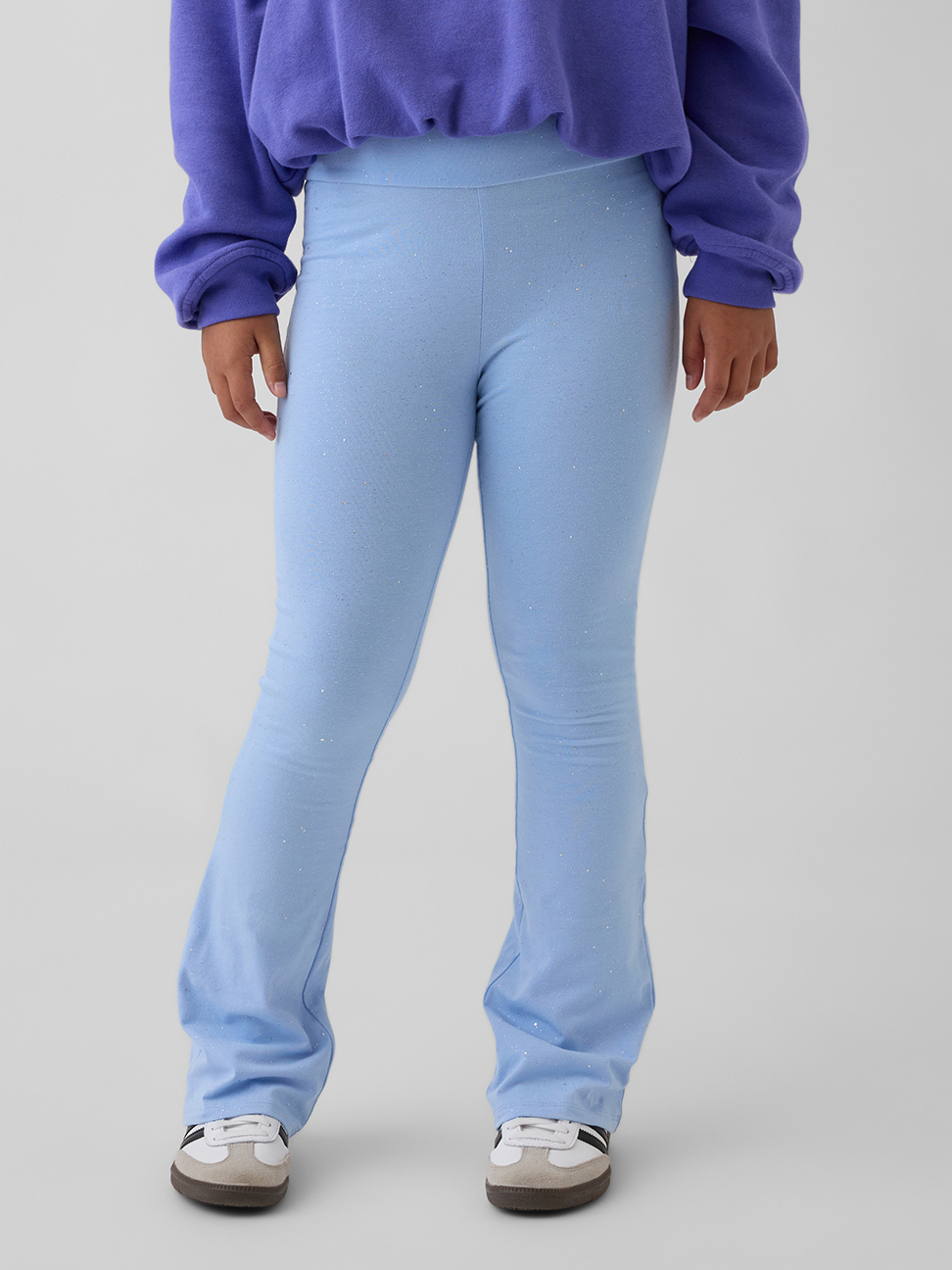 女童裝|鬆緊喇叭褲-淡藍色