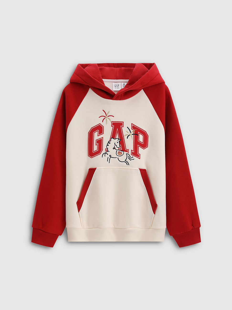 男童裝|馬年限定 Logo刺繡/印花刷毛帽T-象牙白