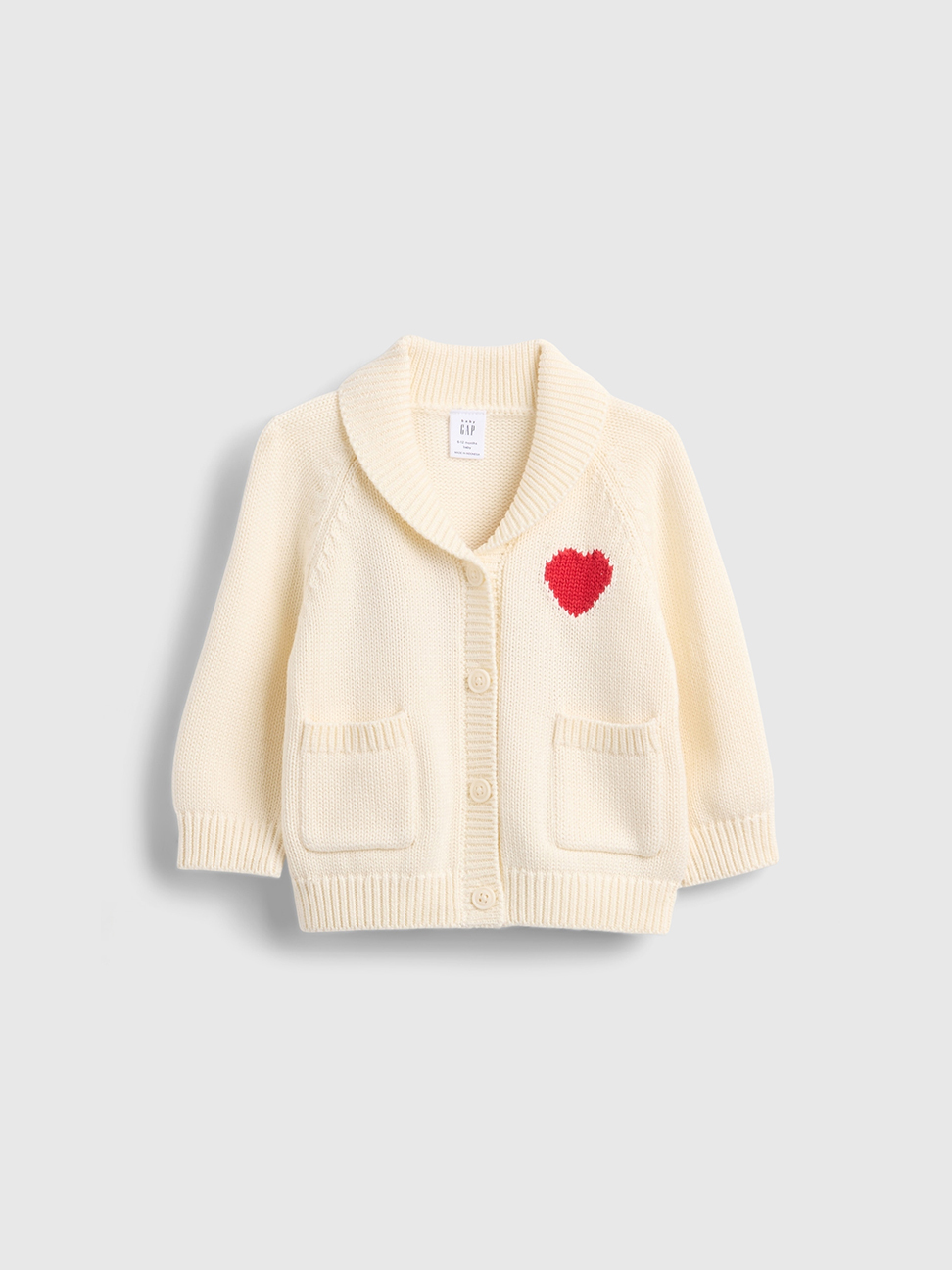 嬰兒裝|純棉刺繡翻領針織外套-象牙白