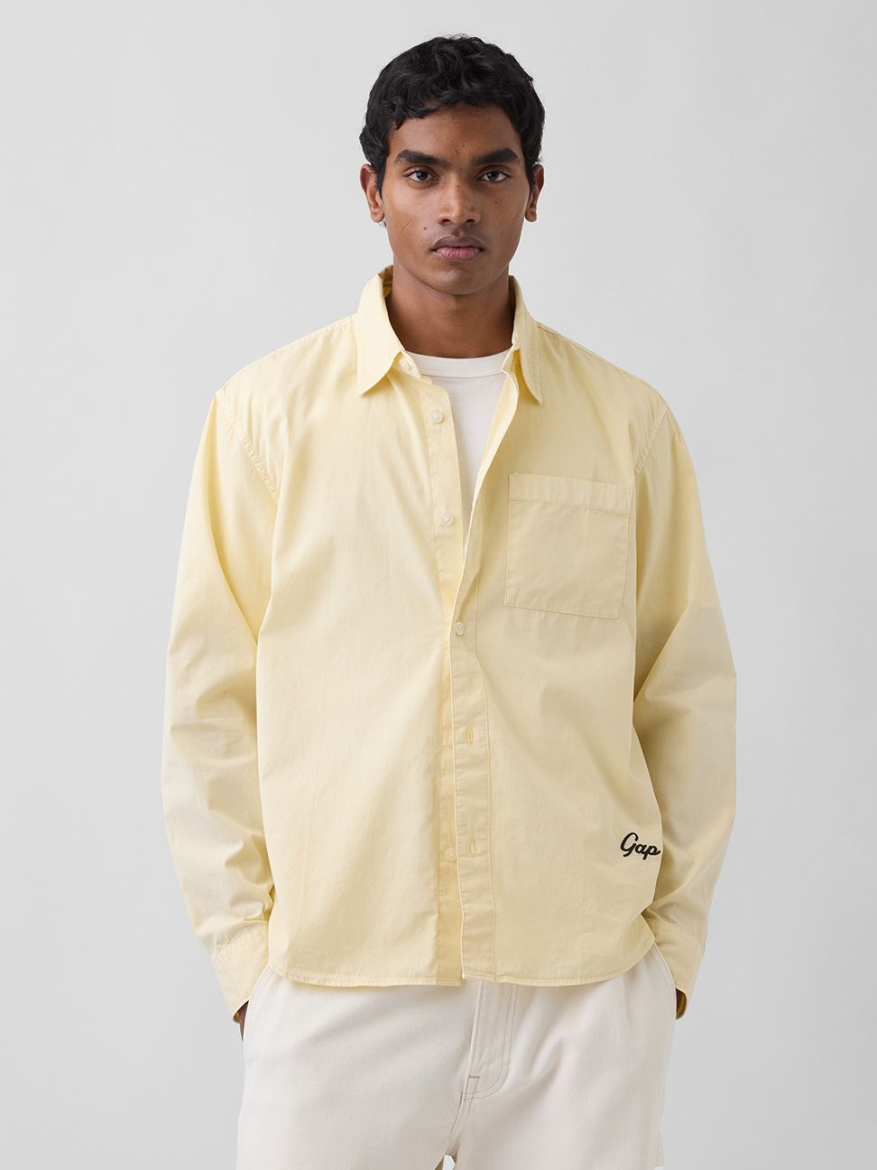 有機棉寬鬆Gap Logo 口袋襯衫