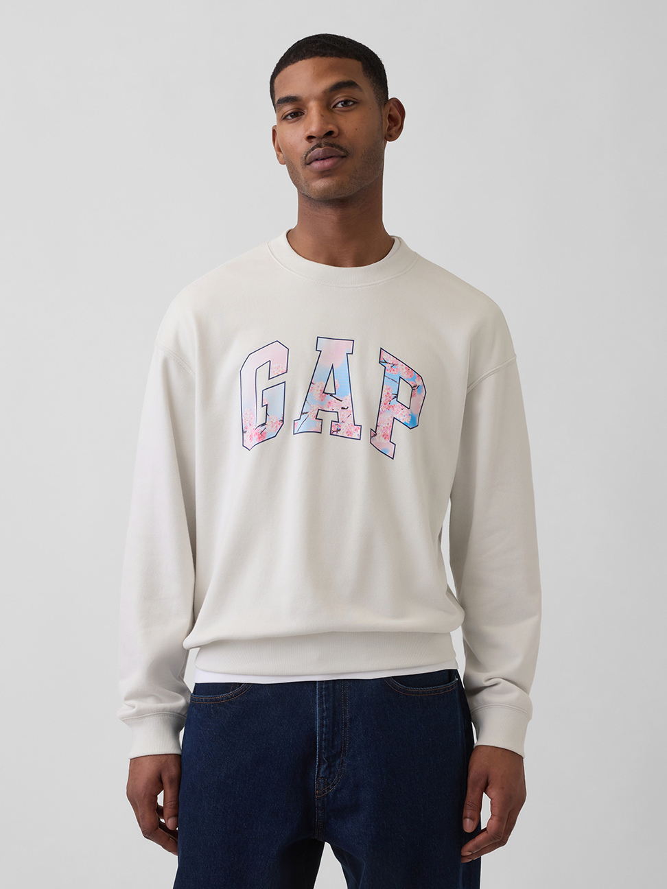 VintageSoft毛圈布寬版櫻花 Logo 運動衫