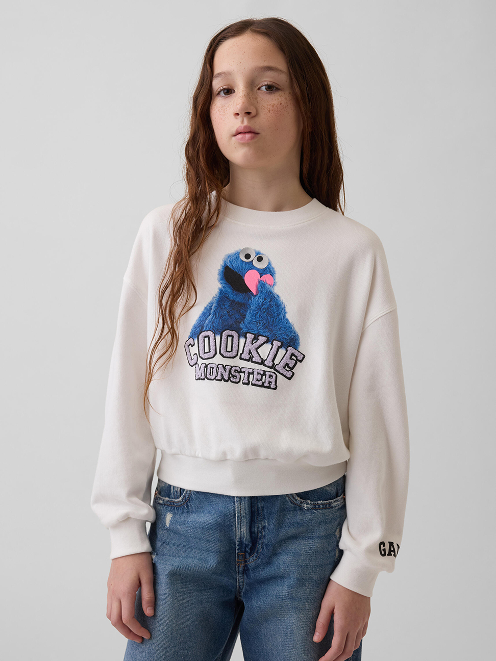 GapKids × Sesame Street芝麻街寬版楔形運動衫