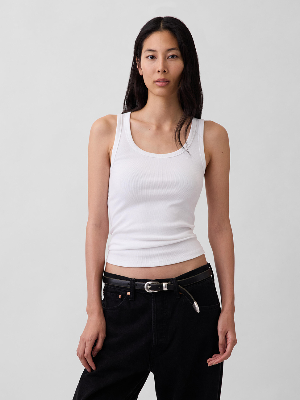 羅紋低圓領背心