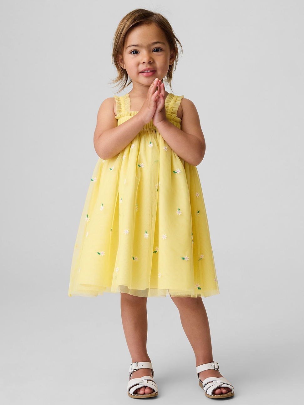 嬰兒及幼兒刺繡雛菊薄紗洋裝