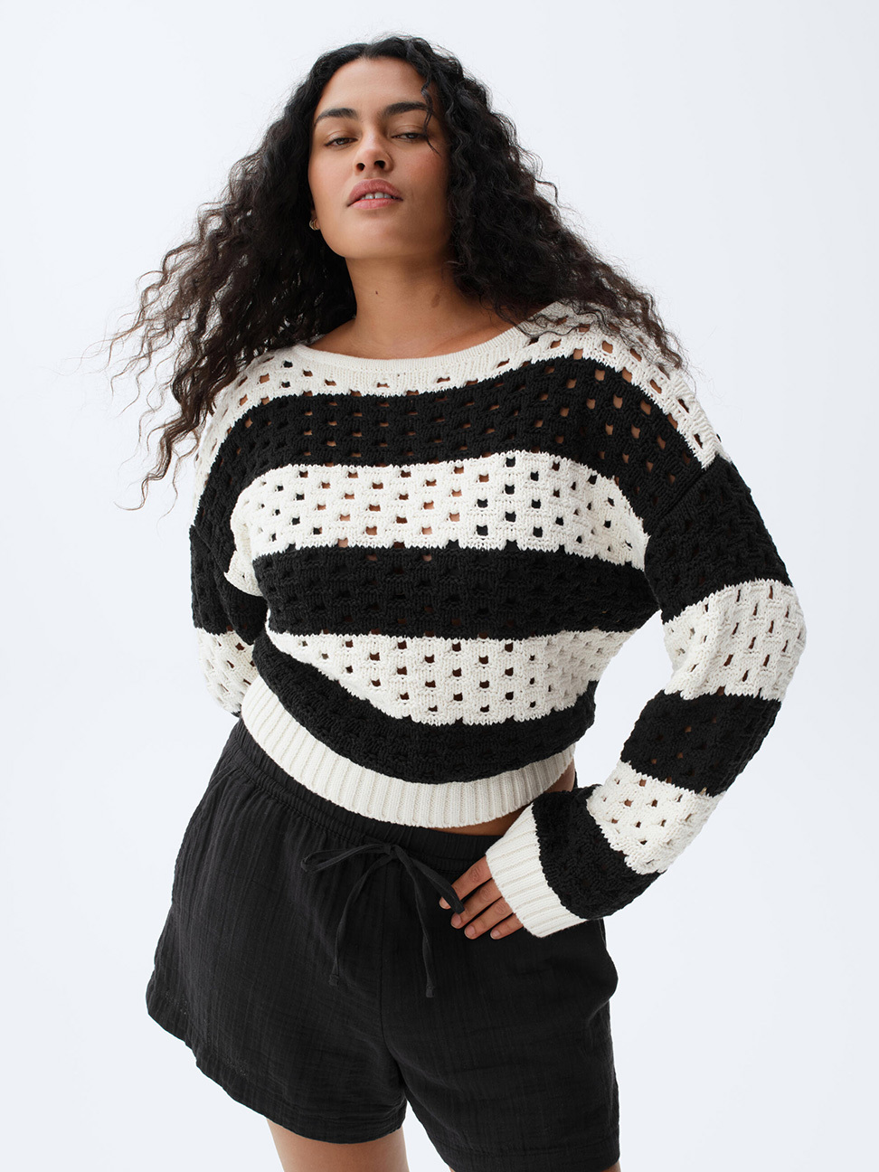 純棉鉤針船型領線衫