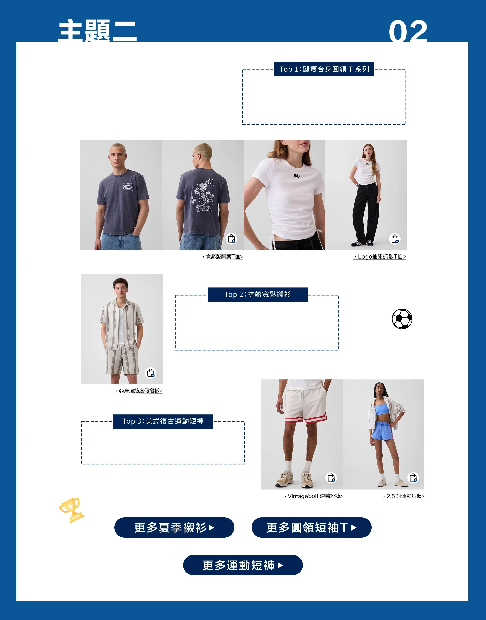 夏日穿搭,GAP復古球衣,Blokecore,Ouigi 限量聯名系列,親子裝商品,FIFA WORLD CUP™系列,夏季短褲,夏季襯衫,運動球衣系列