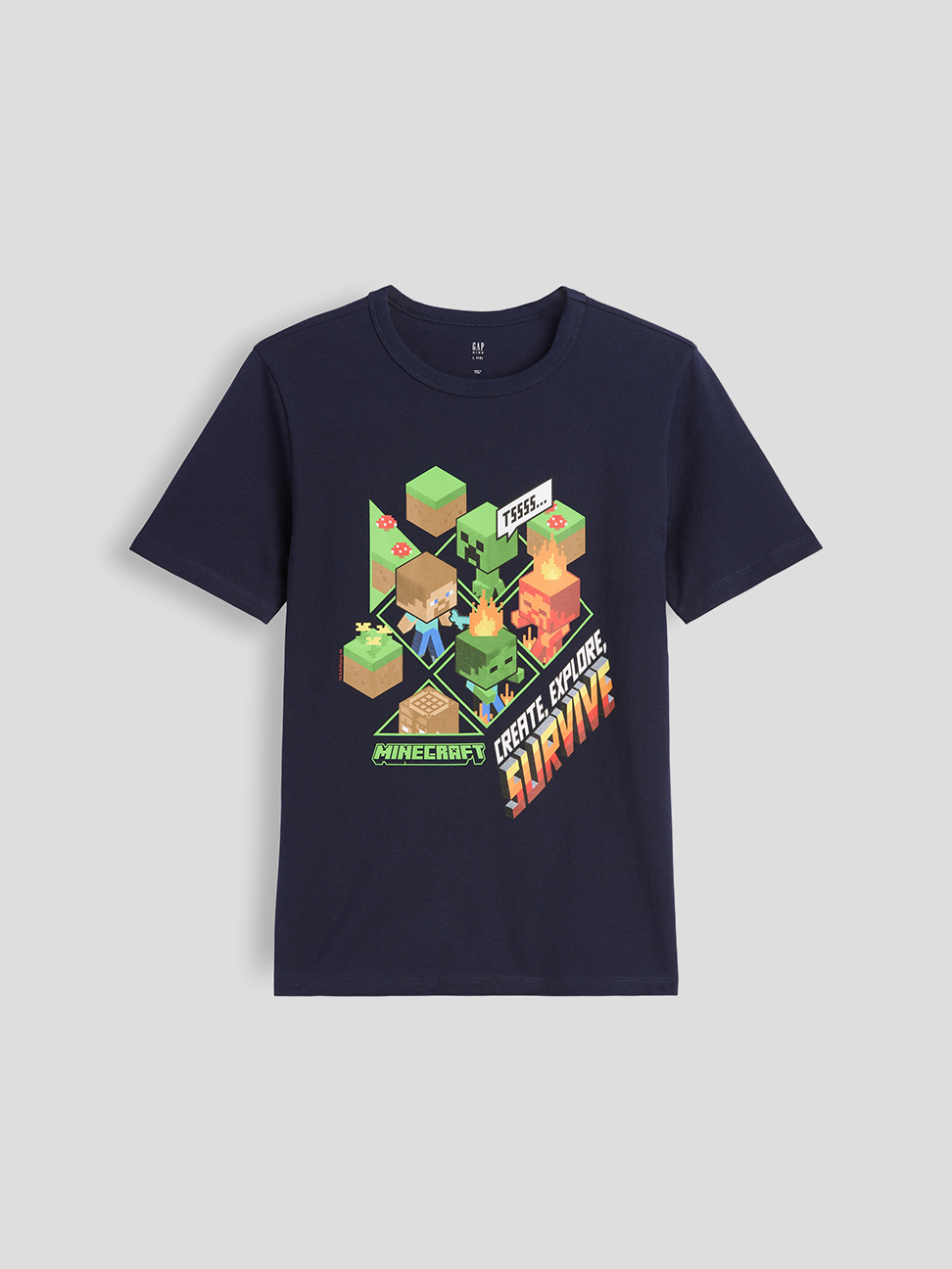 GapKids × Minecraft當個創世神圖案T恤
