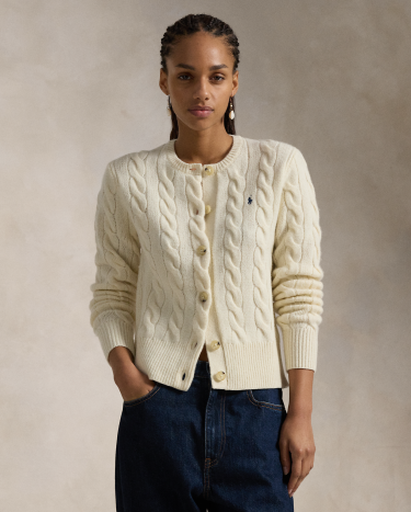 Cable-Knit Wool-Cashmere Cardigan in White | Ralph Lauren® HK Cable-Knit Wool-Cashmere Cardigan in White | Ralph Lauren® HK
