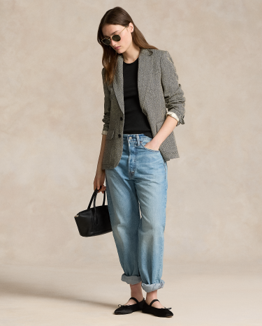 Herringbone Linen-Blend Blazer in Black | Ralph Lauren® HK