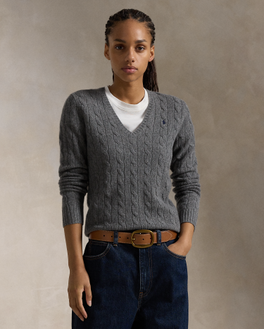 Polo Ralph Lauren CABLE KNIT COTTON V NECK SWEATER - Trui