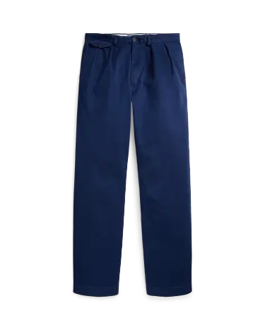 Whitman Relaxed Fit Pleated Chino Pant in Navy | Ralph