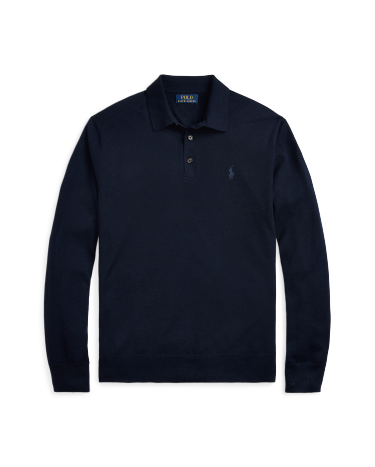★STONE ★ Wool polo collar sweater blue MNPOSWE168219 Washable Wool Polo-Collar Sweater in Blue | Ralph Lauren® HK