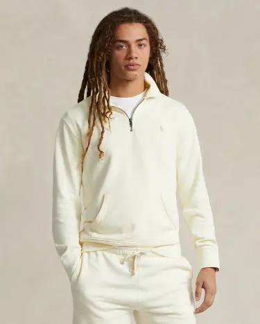 売れ筋商品|||ラルフローレン パーカー・スウェットシャツ レディース アウター LOOPBACK FLEECE KNIT SWEATSHIRT - Sweatshirt - nevis Loopback Fleece Quarter-Zip Sweatshirt in Natural | Ralph