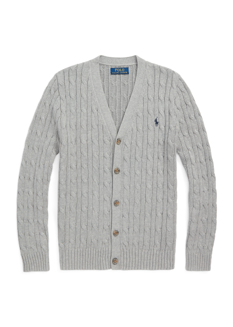 Ralph Lauren Cable-Knit Cotton V-Neck Cardigan