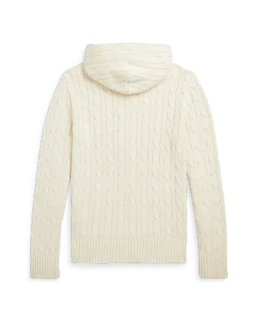 ★OHESHIO★ CABLE KNIT HOODED ZIPUP IVORY 24FW-42002NT OPICLOTH Cable-Knit Zip-Up Hooded Cardigan