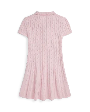 Cable-Knit Cotton Polo Sweater Dress in Pink | Ralph Lauren® HK