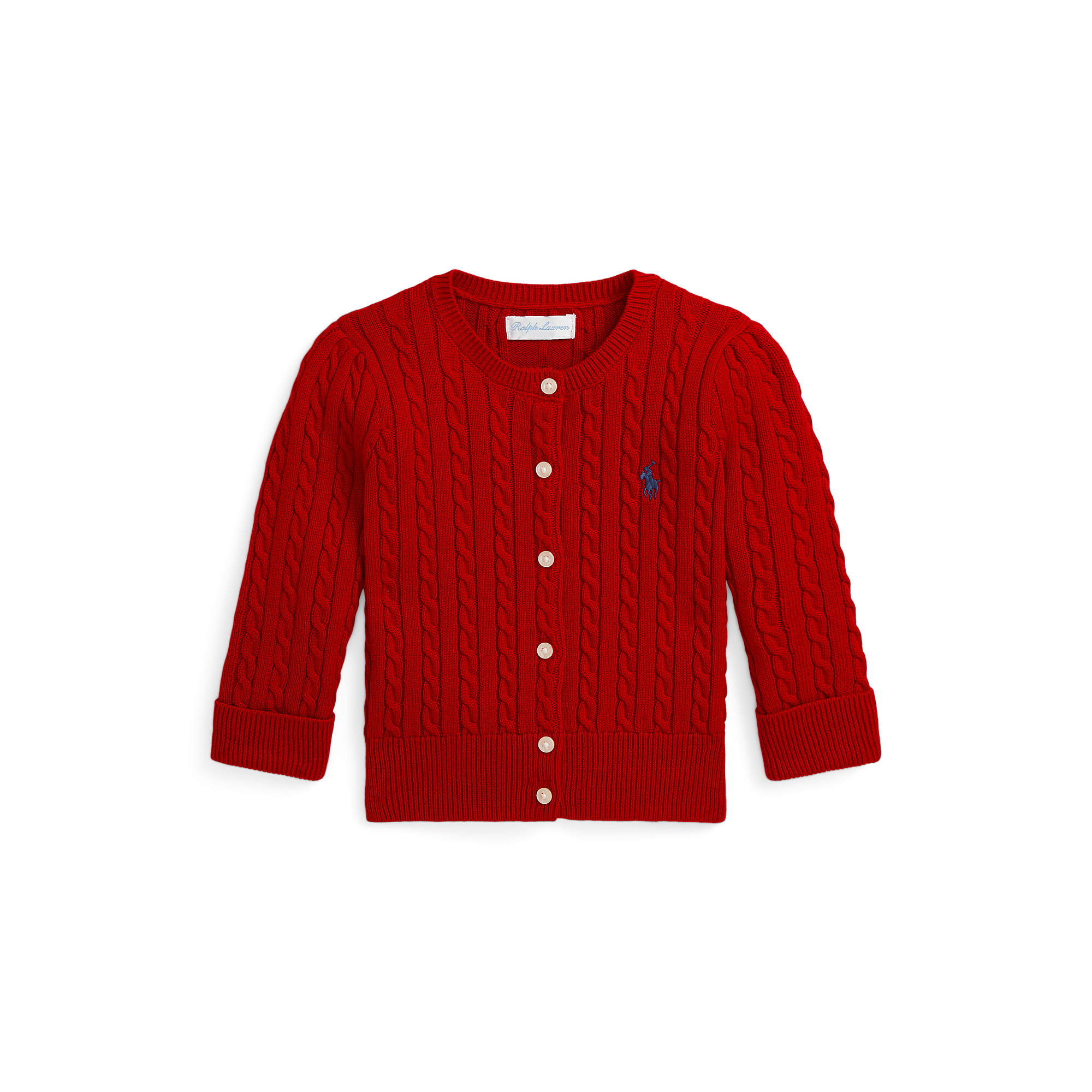 Mini-Cable Cotton Cardigan in Red | Ralph Lauren® HK