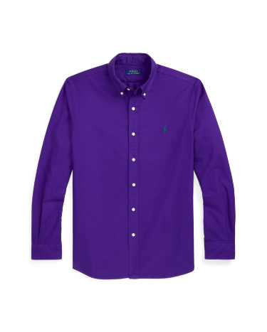 Classic Fit Garment-Dyed Oxford Shirt in Purple | Ralph