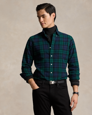 Classic Fit Plaid Brushed Oxford Shirt in Multi | Ralph