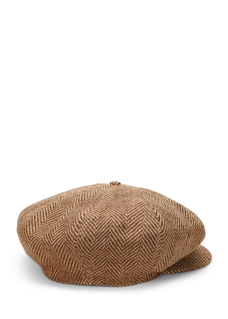 Ralph Lauren Linen-Silk Herringbone Newsboy Cap