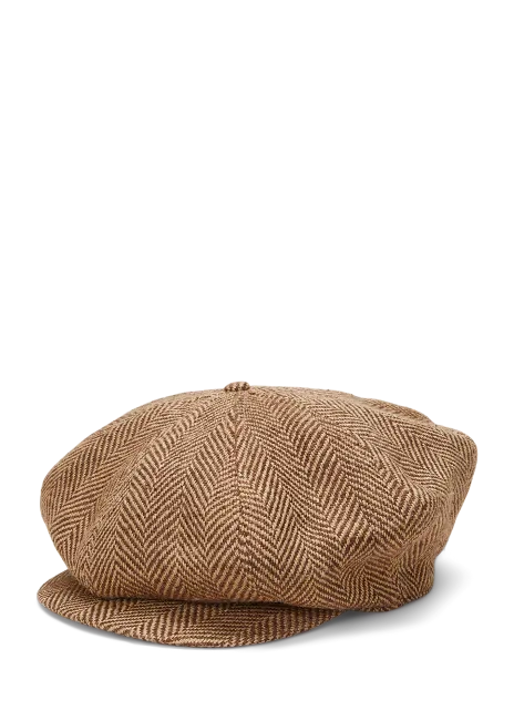 Ralph Lauren Linen-Silk Herringbone Newsboy Cap