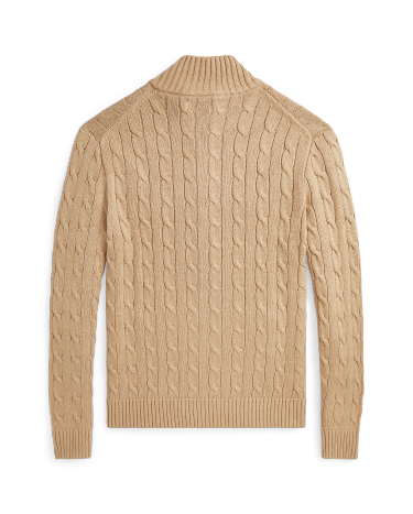 Cable-Knit Cotton Full-Zip Sweater in Brown | Ralph Lauren® HK