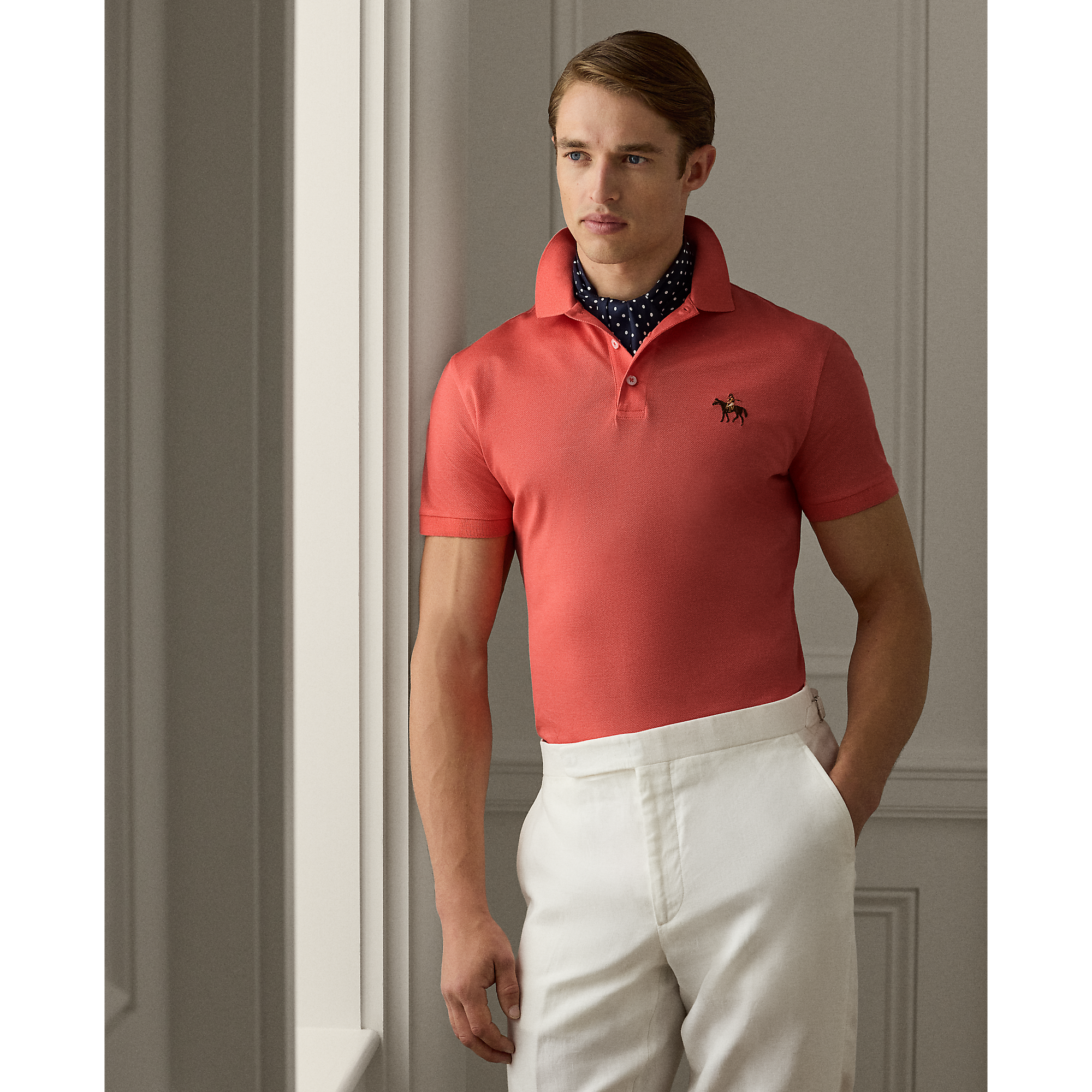 Tシャツ・カットソー Ralph Lauren SS25 Slim-Fit Pique Polo Shirt (710548797 005) Short-sleeved slim-fit cotton piqué polo shirt Isle heather
