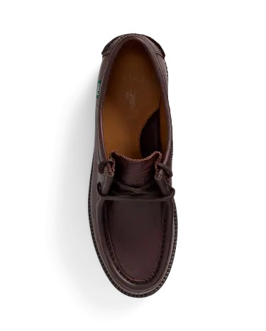 Jett Lug-Sole Leather Moc-Toe Shoe in Dark Brown | Ralph