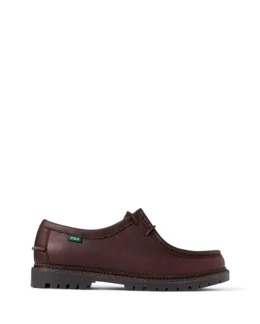 Jett Lug-Sole Leather Moc-Toe Shoe in Dark Brown | Ralph