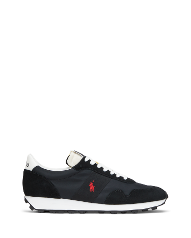 PRL Trail 125 Suede & Oxford Sneaker in Black | Ralph Lauren® HK