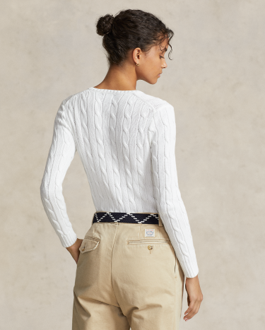売れ筋商品|||ラルフローレン ニット&セーター レディース アウター CABLE KNIT COTTON V NECK SWEATER - Jumper - offwhite Cable-Knit Cotton V-Neck Jumper for Women | Ralph Lauren® KW