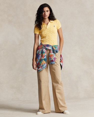 Cable-Knit Polo Shirt in Yellow | Ralph Lauren® HK