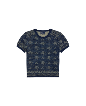 Cable-Knit Cotton Short-Sleeve Sweater in Green | Ralph