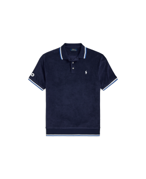 Custom Slim Fit Stretch Mesh Polo Shirt in Blue | Ralph