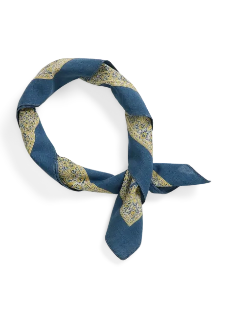 Ralph Lauren Logo Indigo Cotton Bandanna