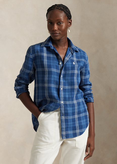 Ralph Lauren Classic Fit Plaid Linen Shirt