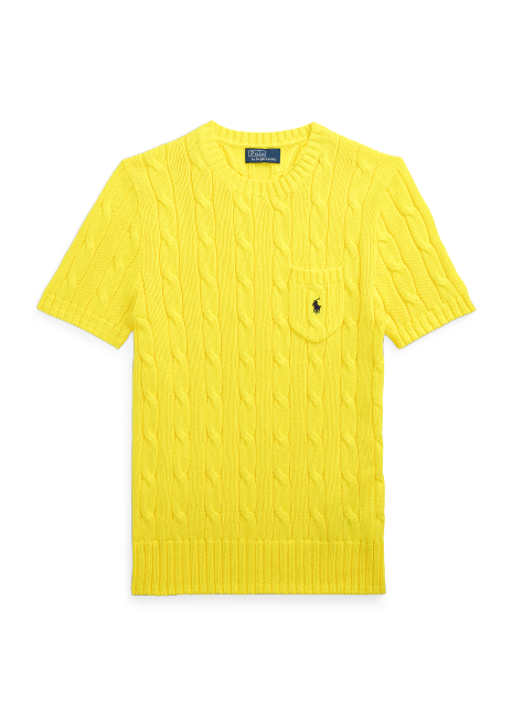 Ralph Lauren Cable-Knit Cotton Short-Sleeve Sweater